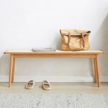 Zaynah Oak Wood & Rattan Ottoman Bench